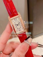 Replica Cartier Tank  Americaine Watch  Rose Gold Case White Dial Red Leather Strap 36mm